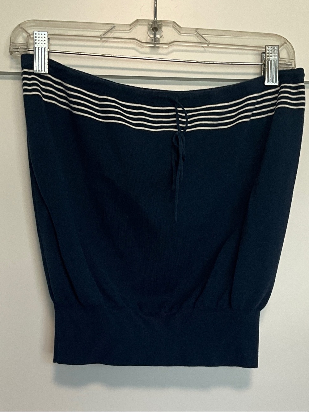 Faithfull the Brand Navy and White Striped Crop Top
